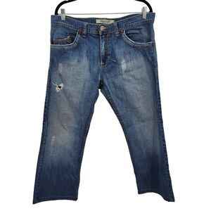 Vintage Division E Jeans 36" High-rise Distressed Cropped Stitching Flap Pockets